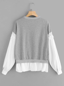 Contrast Lace Color Block Pullover