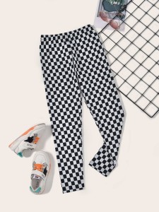 Girls Gingham High Waist Leggings