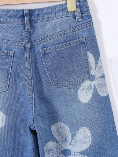 Girls' Flower Print Jeans