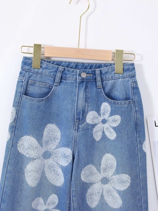 Girls' Flower Print Jeans