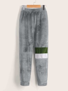 Boys Color Block Velvet Sweatshirt & Sweatpants