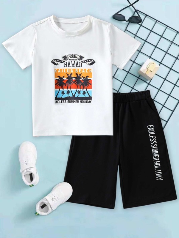 Letter Graphic Tee & Shorts