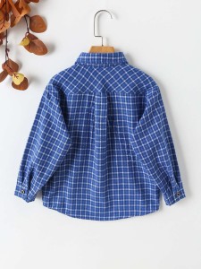 Boys Plaid Print Pocket Front Button Up Shirt