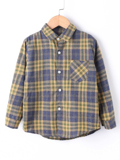 Boys Tartan Pocket Front Shirt