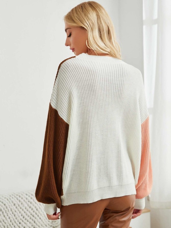SHEIN Colorblock Drop Shoulder Oversized Sweater