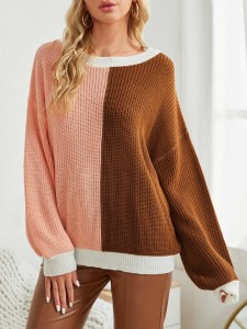 SHEIN Colorblock Drop Shoulder Oversized Sweater