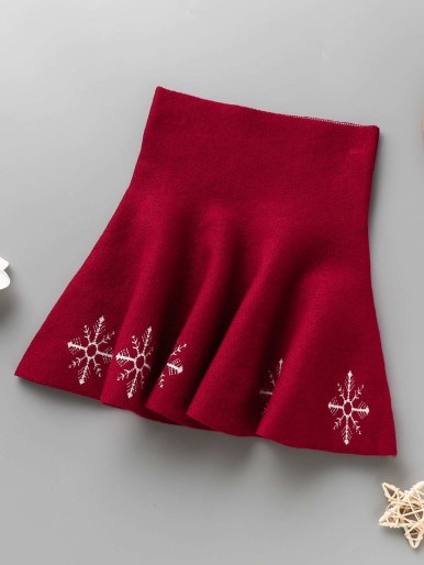 Girls Christmas Snowflake Pattern Skirt