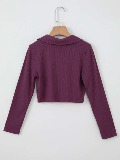 Girls Collared Ribbed Knit Tee