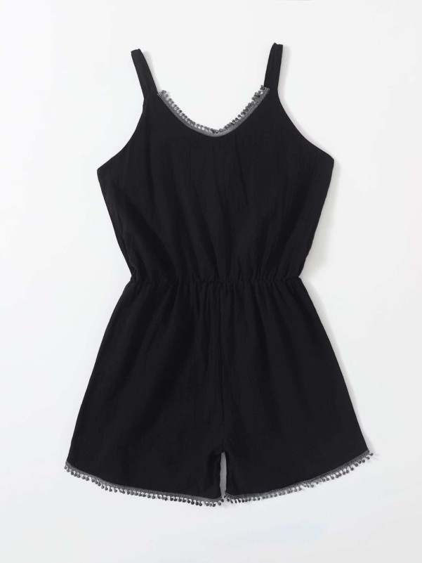 Girls Contrast Trim Cami Romper