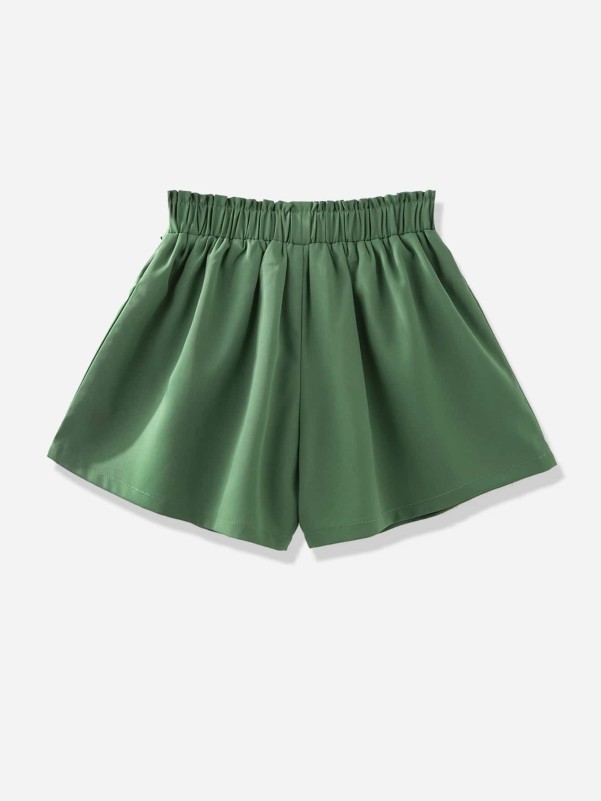 Girls Paperbag Waist Knot Front Wide Leg Shorts