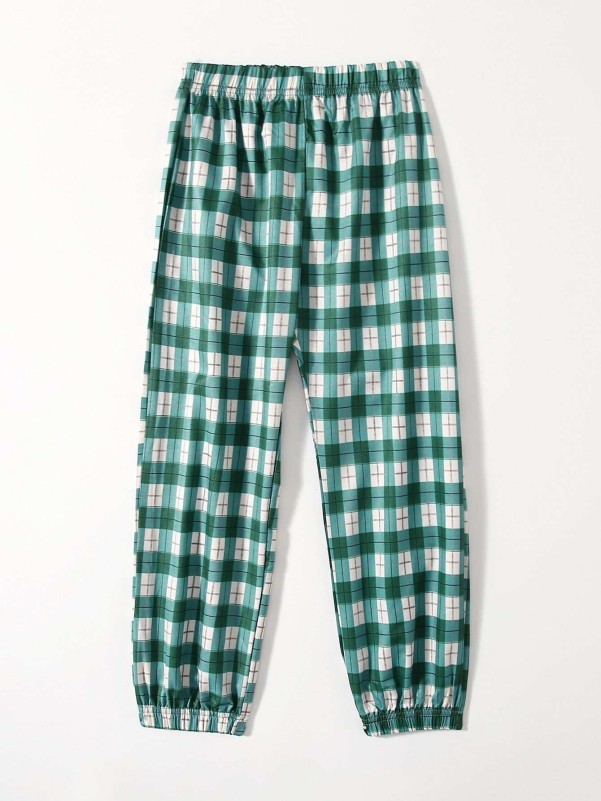 Girls Plaid Elastic Waist Pants