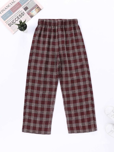 Girls Plaid Straight Leg Pants