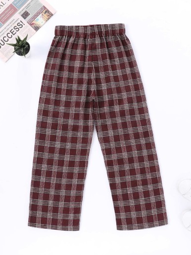 Girls Plaid Straight Leg Pants