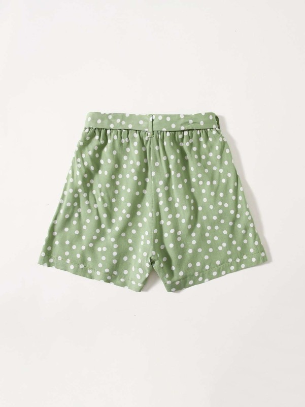 Girls Polka Dot Belted Shorts