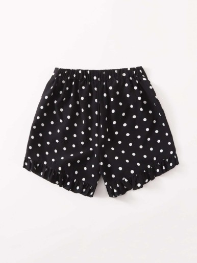 Girls Polka Dot Ruffle Hem Shorts