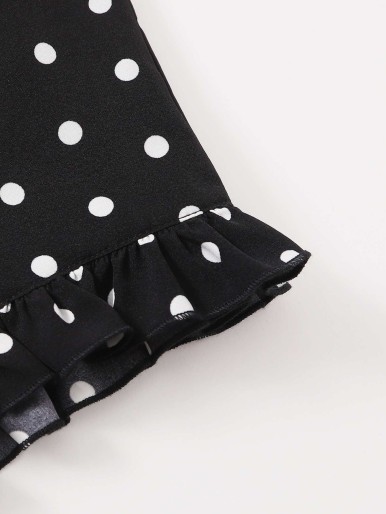 Girls Polka Dot Ruffle Hem Shorts