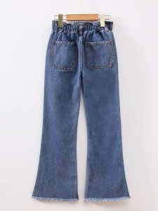 Girls Ripped Raw Cut Flare Leg Jeans