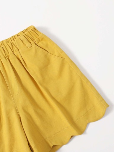 Girls Scallop Wide Leg Shorts