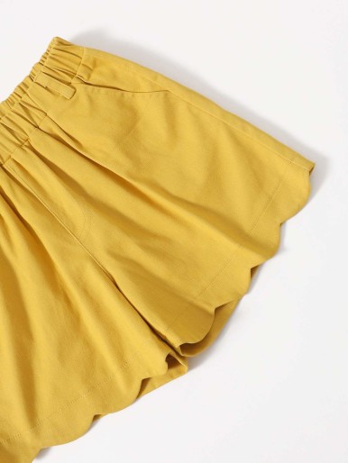 Girls Scallop Wide Leg Shorts