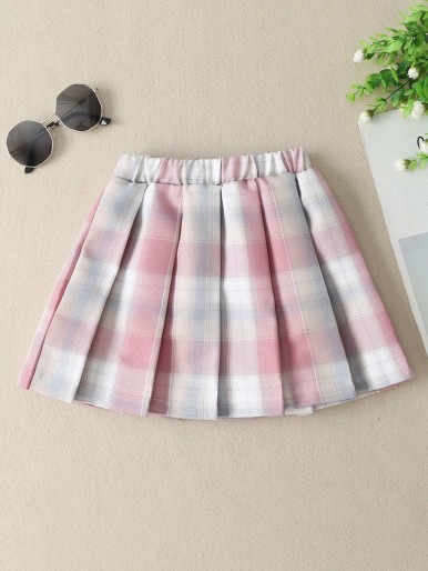 Girls Tartan Pleated Skirt