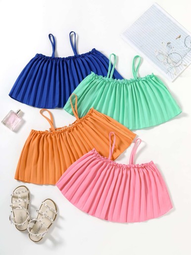 Toddler Girls 4pcs Pleated Cami Top