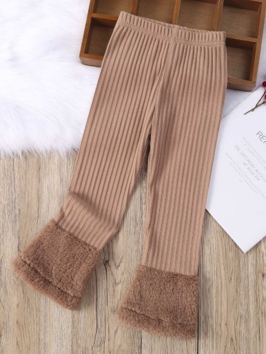 Toddler Girls Contrast Teddy Pants