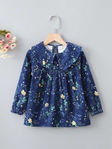 Toddler Girls Floral And Plants Print Peter Pan Collar Blouse