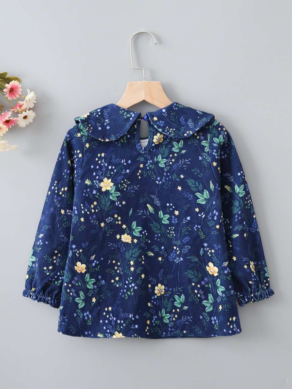 Toddler Girls Floral And Plants Print Peter Pan Collar Blouse