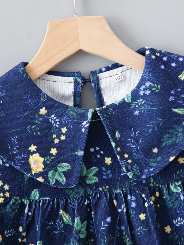 Toddler Girls Floral And Plants Print Peter Pan Collar Blouse