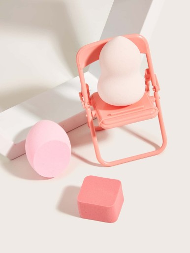 3pcs Makeup Sponge Set With Chair Shaped Holder