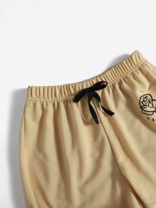 Boys 2pcs Rose Print Tie Front Shorts