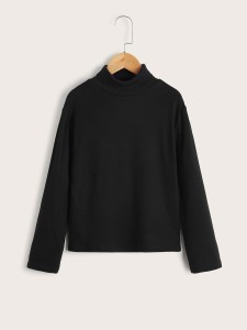 SHEIN Boys 2pcs Solid Turtleneck Tee