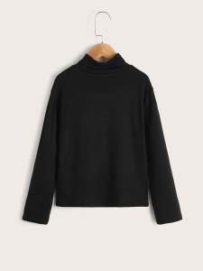 SHEIN Boys 2pcs Solid Turtleneck Tee