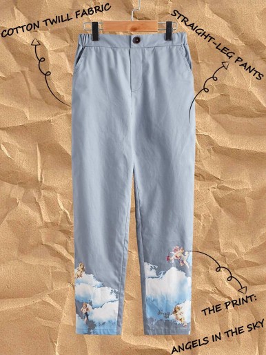 SHEIN Boys Angel Print Pants