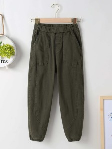 Boys Elastic Waist Solid Pants