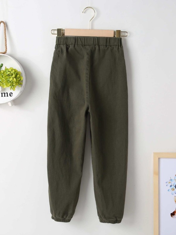 Boys Elastic Waist Solid Pants