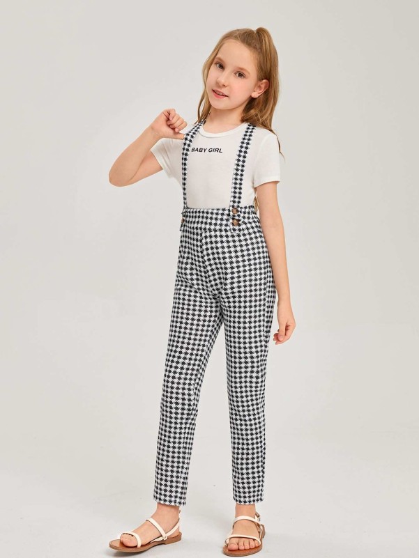 Girls Allover Print Suspender Jumpsuit Without Top