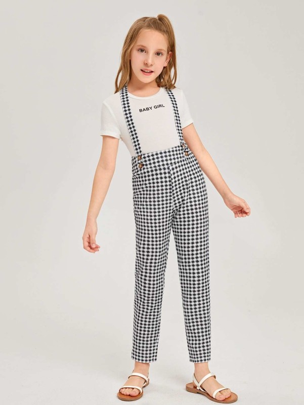 Girls Allover Print Suspender Jumpsuit Without Top