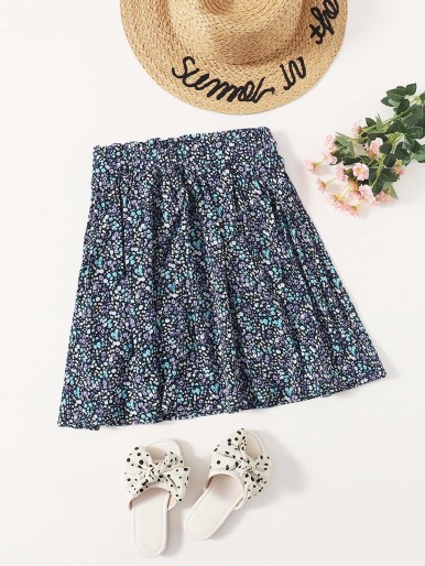 Girls Ditsy Floral Paper Bag Waist Skirt