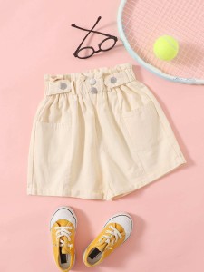 Girls Paper Bag Waist Pocket Front Shorts