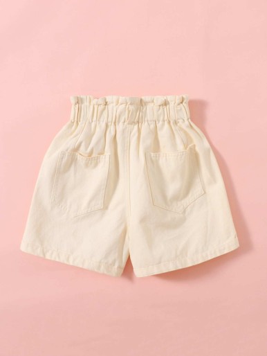 Girls Paper Bag Waist Pocket Front Shorts