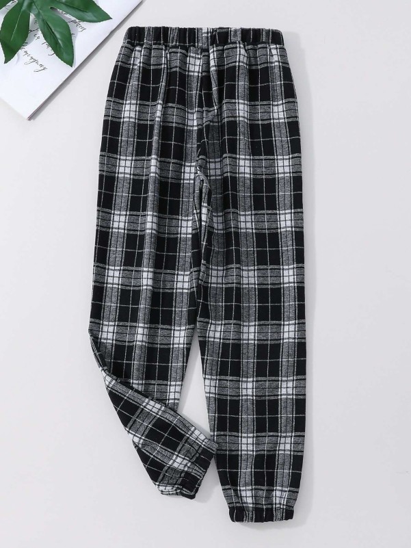 Girls Plaid Elastic Waist Pants