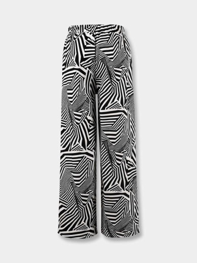 Girls Zebra Striped Wide Leg Pants