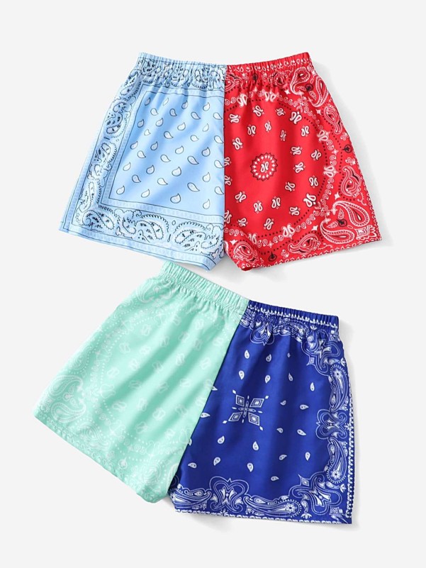 SHEIN Girls 2pcs Paisley Print Shorts