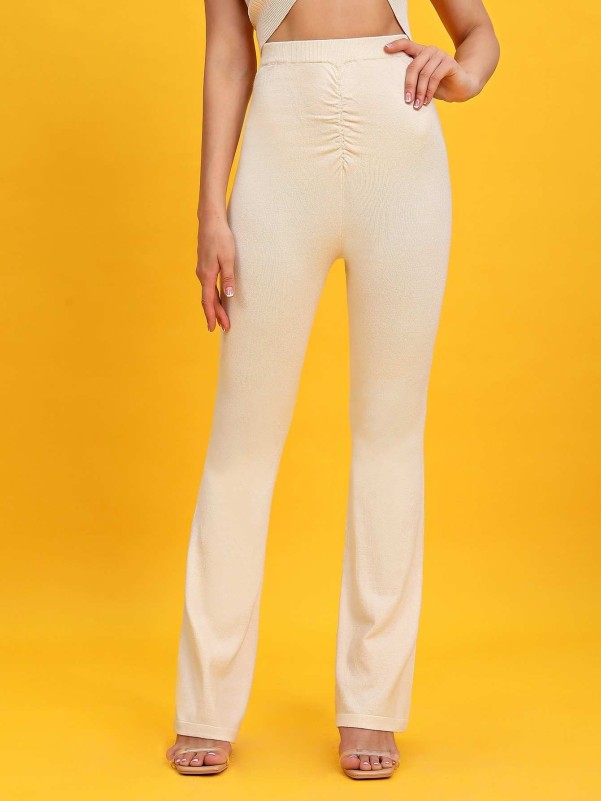 SHEIN Solid Flare Leg Knit Pants