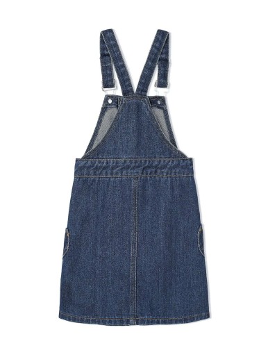 Toddler Girls Button Front Pocket Patched Denim Overall Dress