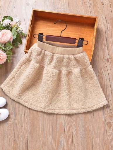 Toddler Girls Elastic Waist Teddy Skirt