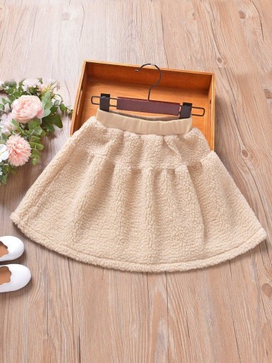 Toddler Girls Elastic Waist Teddy Skirt