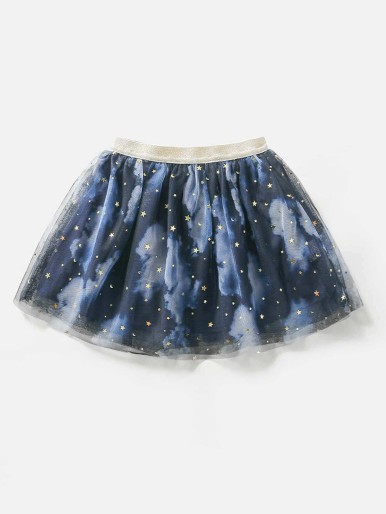 Toddler Girls Galaxy Mesh Skirt