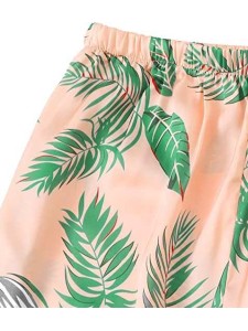 4pcs Leaf Print Self Tie PJ Set